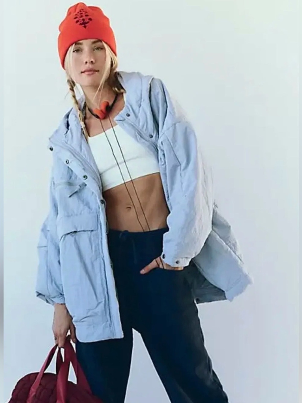 Free People Movement Billie Boxy Lightweight Insulated Jacket Sz XS/S light blue